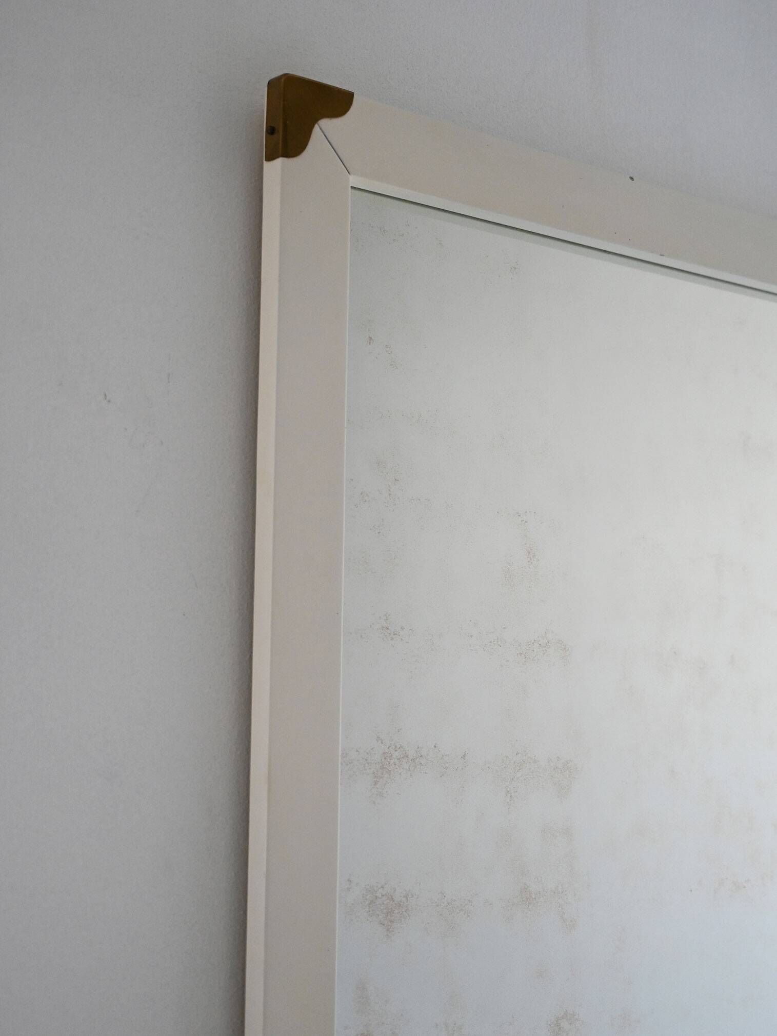 Scandinavian vintage mirror white with brass angles