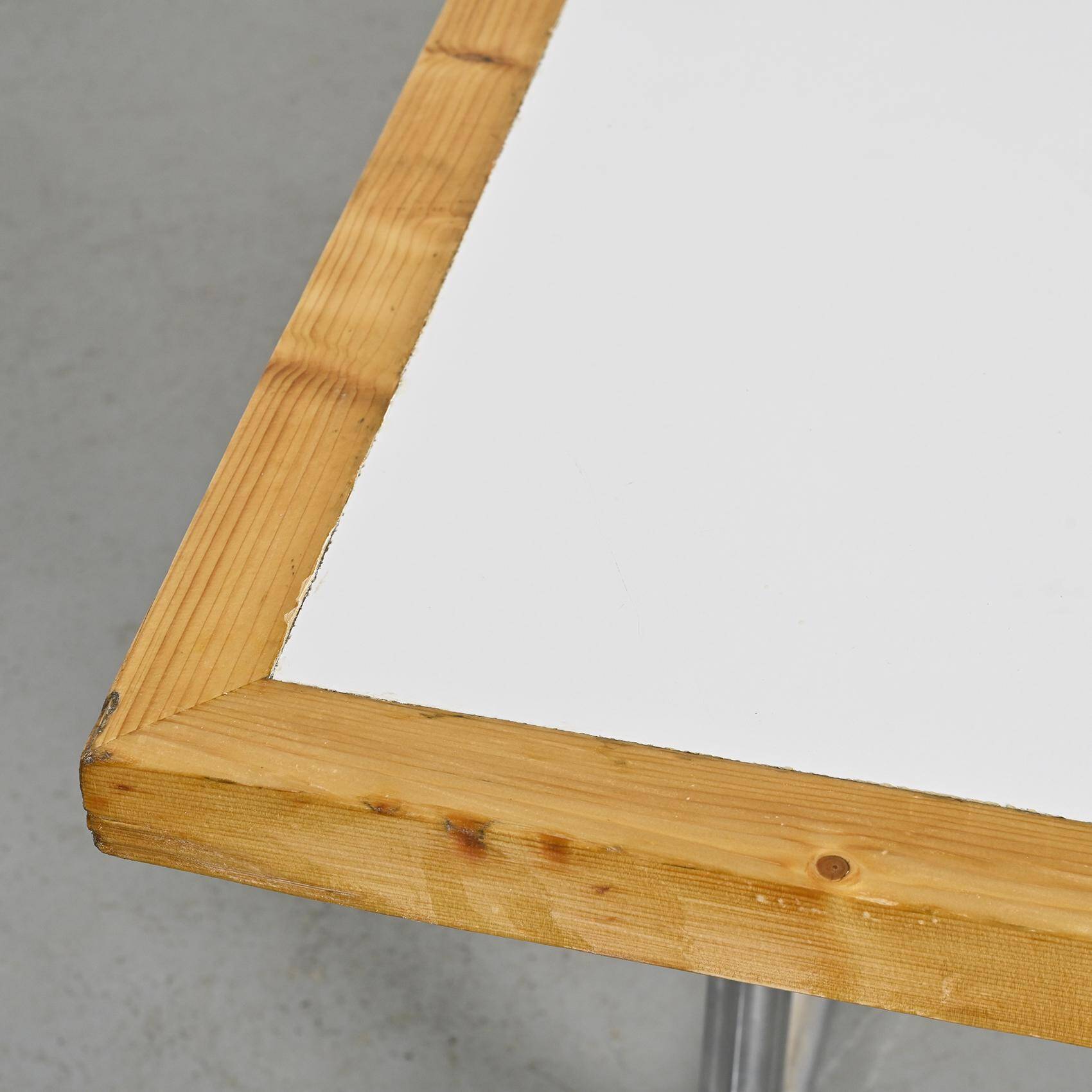 Metal and pine table, La Plagne circa 1960