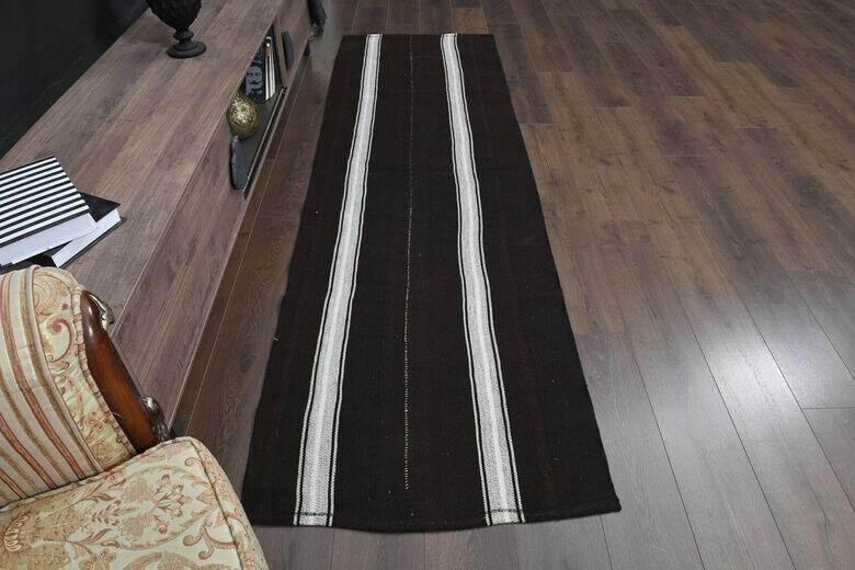 Turkish striped kilim runner rug 83x275 cm
