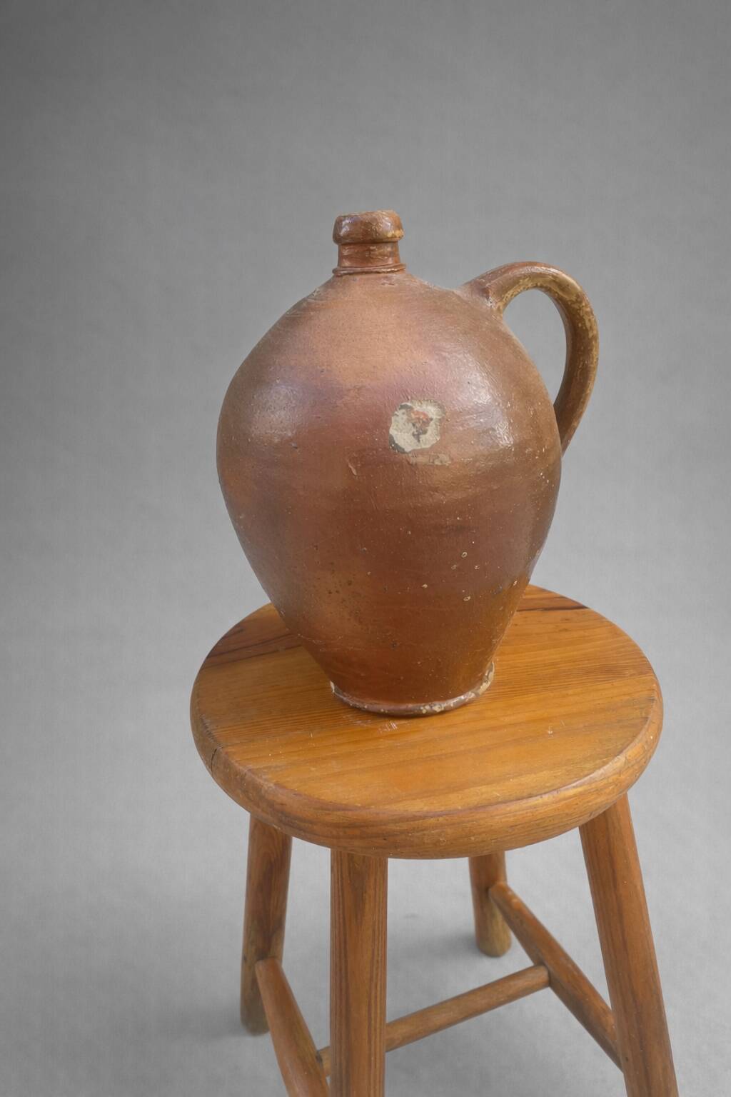 Ancient glazed stoneware cruche – authentic patina – 19th century