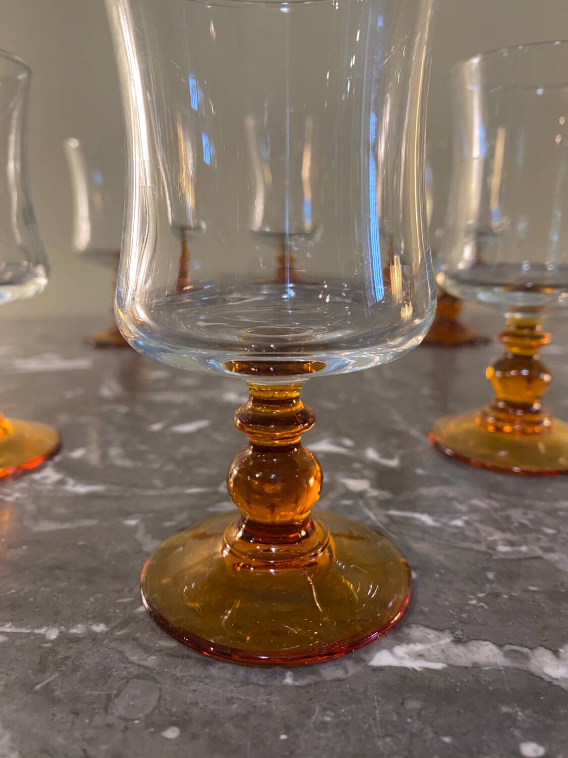 Amber ball-shaped glass base