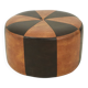 Round Vintage Brown Pouf Two-Tone Skai Leather Sixties