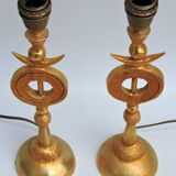 Pair of Gilded Bronze Lamp by Pierre Casenove for Fondica, France