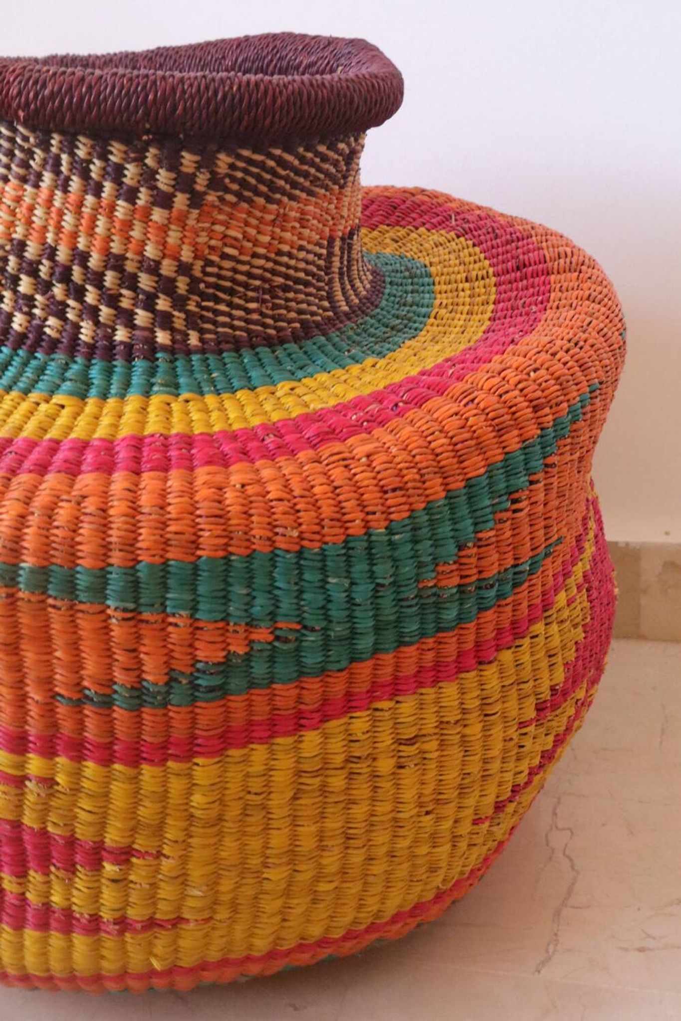 Bolga Basket African Decorative Basket Multicolor