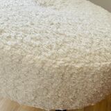 White stool, year 60/70, restored in white moumoute fabric