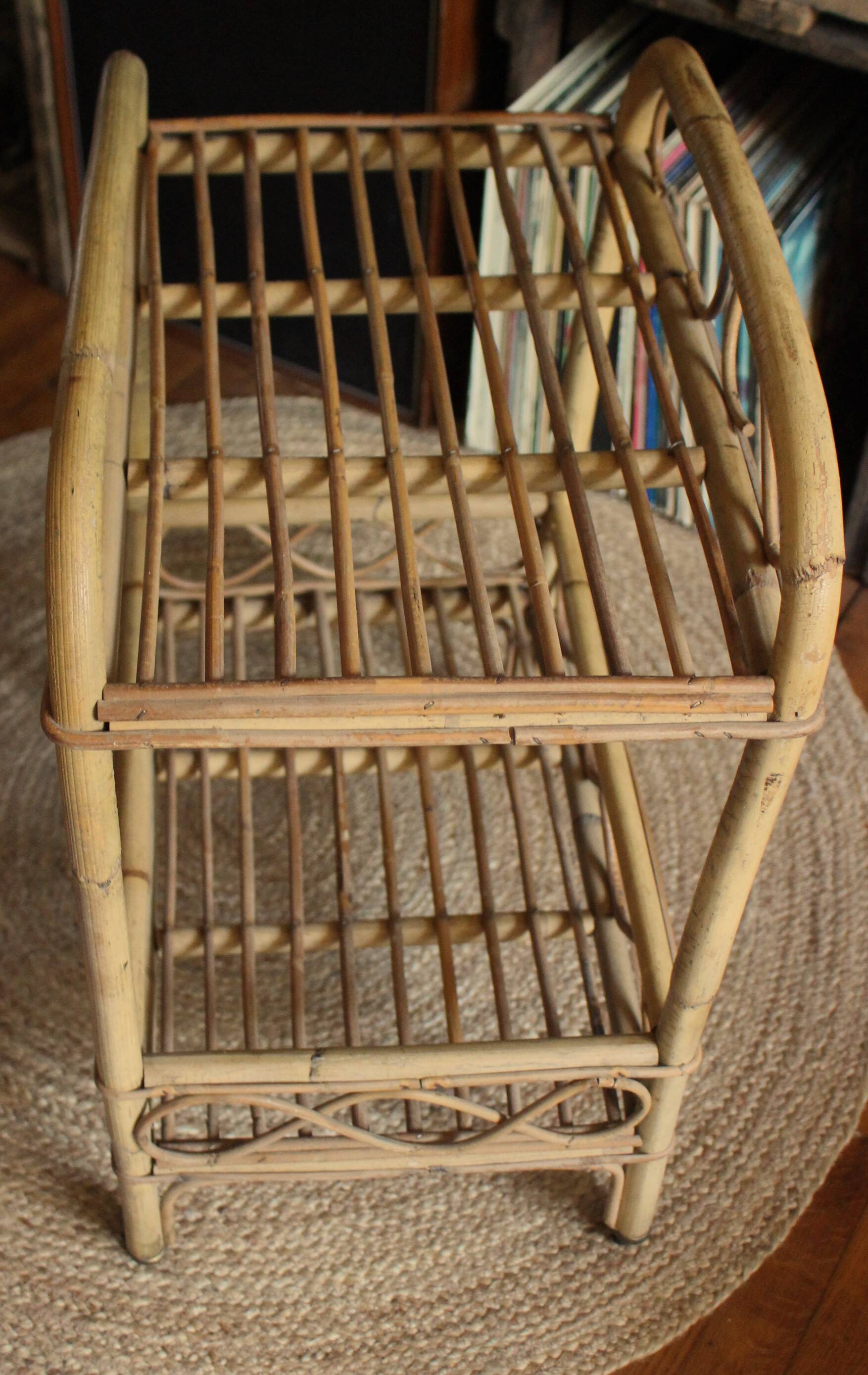 Vintage rattan trolley on wheels