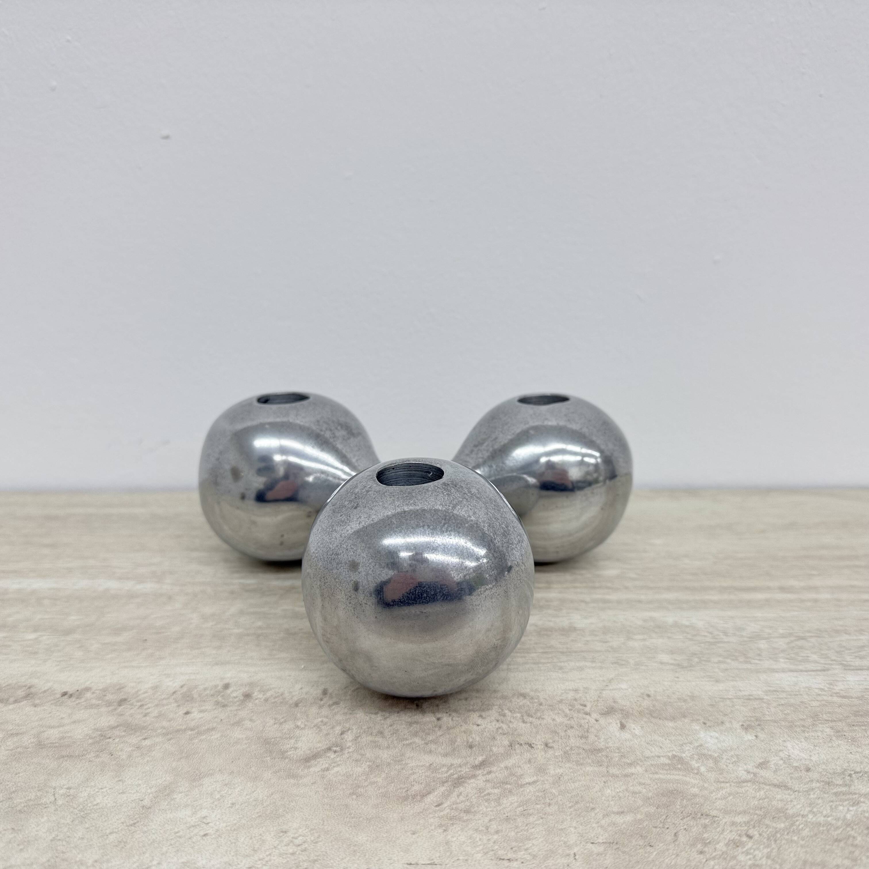 Mid-century design atomic aluminium candle stick ball shaped , 1970s