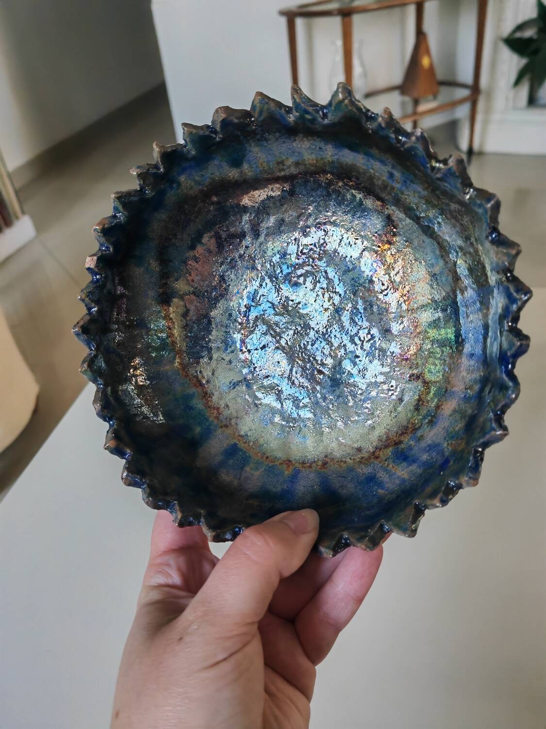 Empty raku pocket bowl