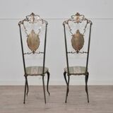 Hollywood regency chiavarine brass side chairs, 1930s, set of 2