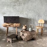 Small child's chair in natural blond teak back with three bars