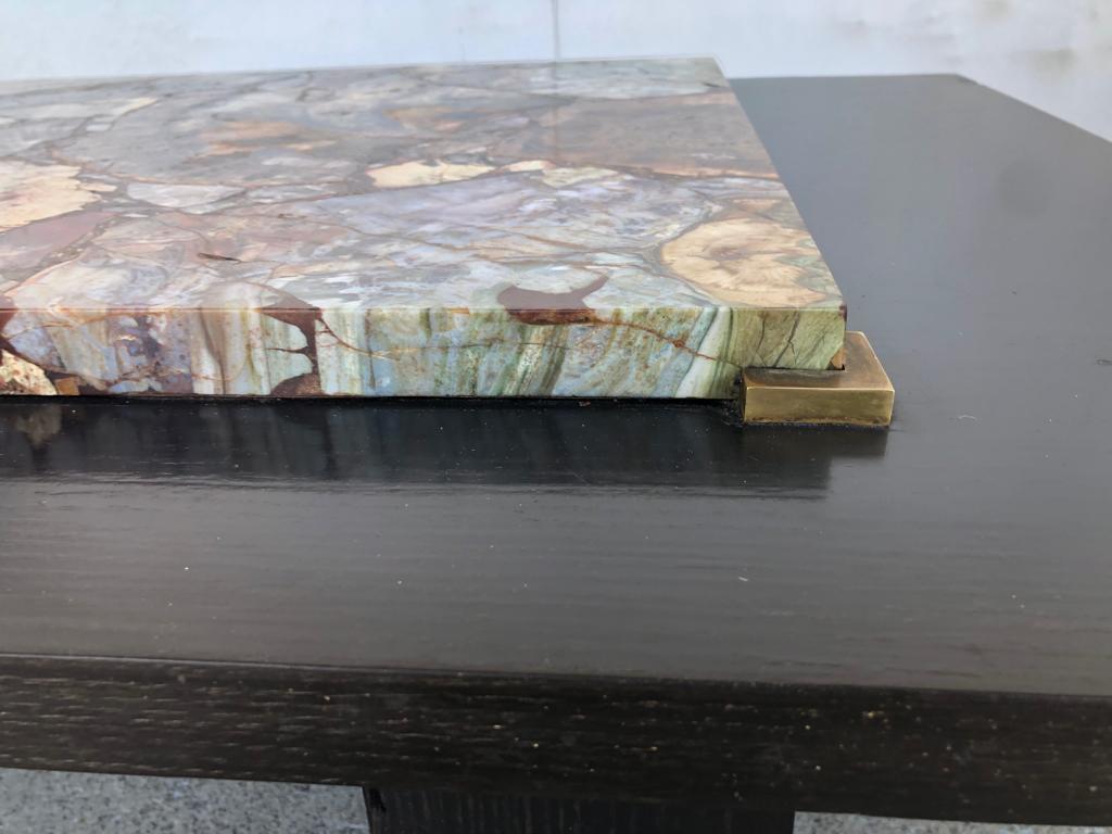 Coffee table with petrified wood top