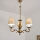 Lustre vintage avec trois abat-jours fait main en tissu