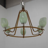 Mid-century chandelier by drevo humpolec, 1960s
