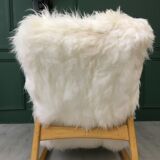 Vintage Sheepskin Fluffy Rocking Chair by Ton