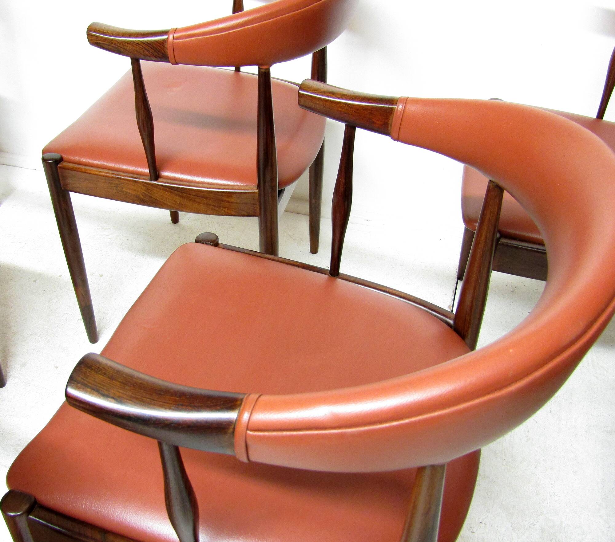 Eight Danish Cow Horn "Model 12" Chairs in Rosewood by Johannes Andersen