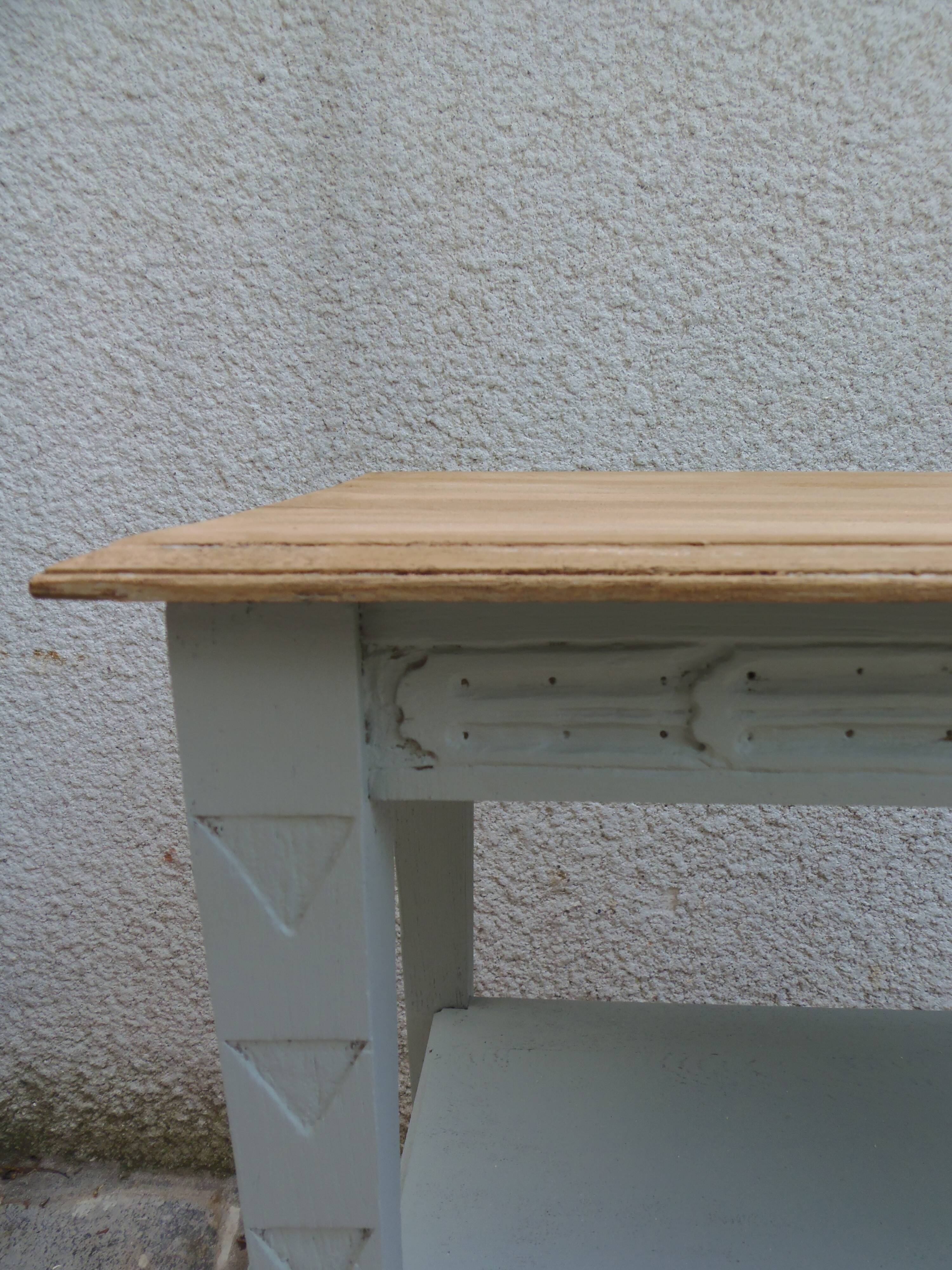 Side table, Art Deco reimagined in grey-green.
