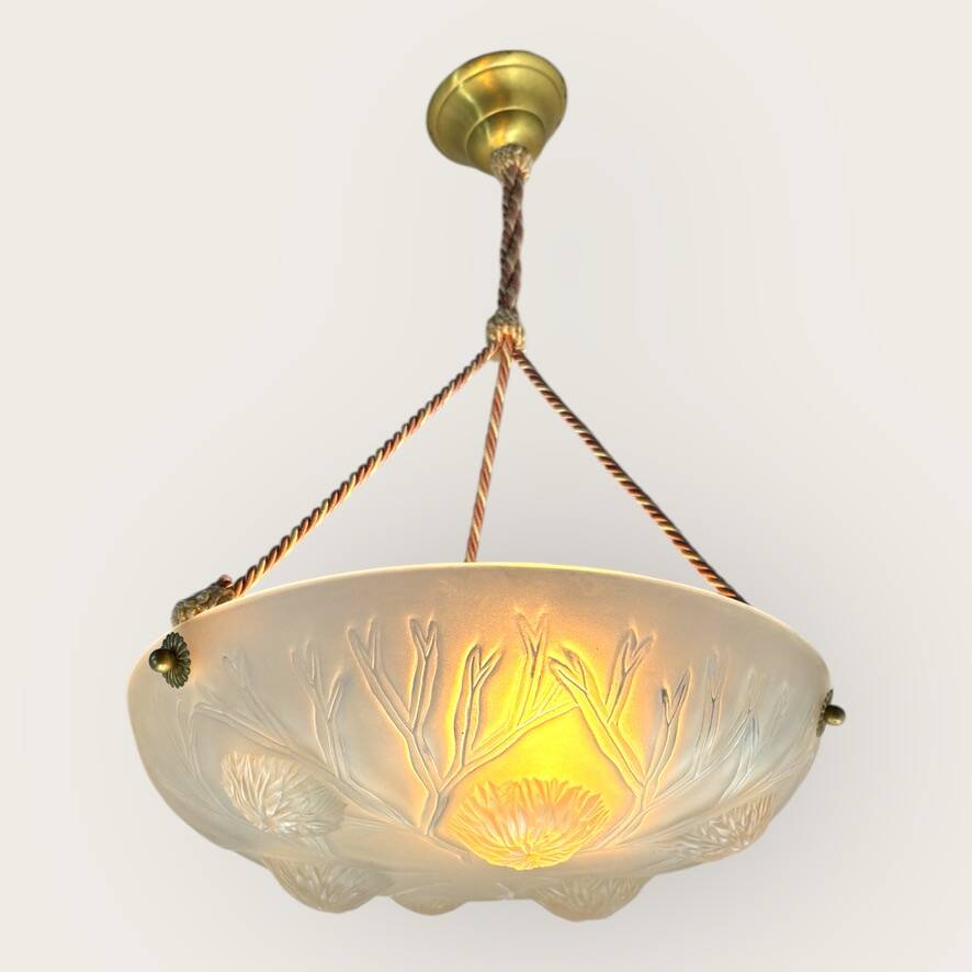 Sabino art deco basin ceiling light signed 1930 France