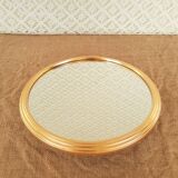 Vintage gold metal mirror round tray