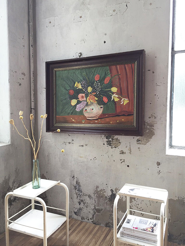Toile huile fleurs 110x80 cm