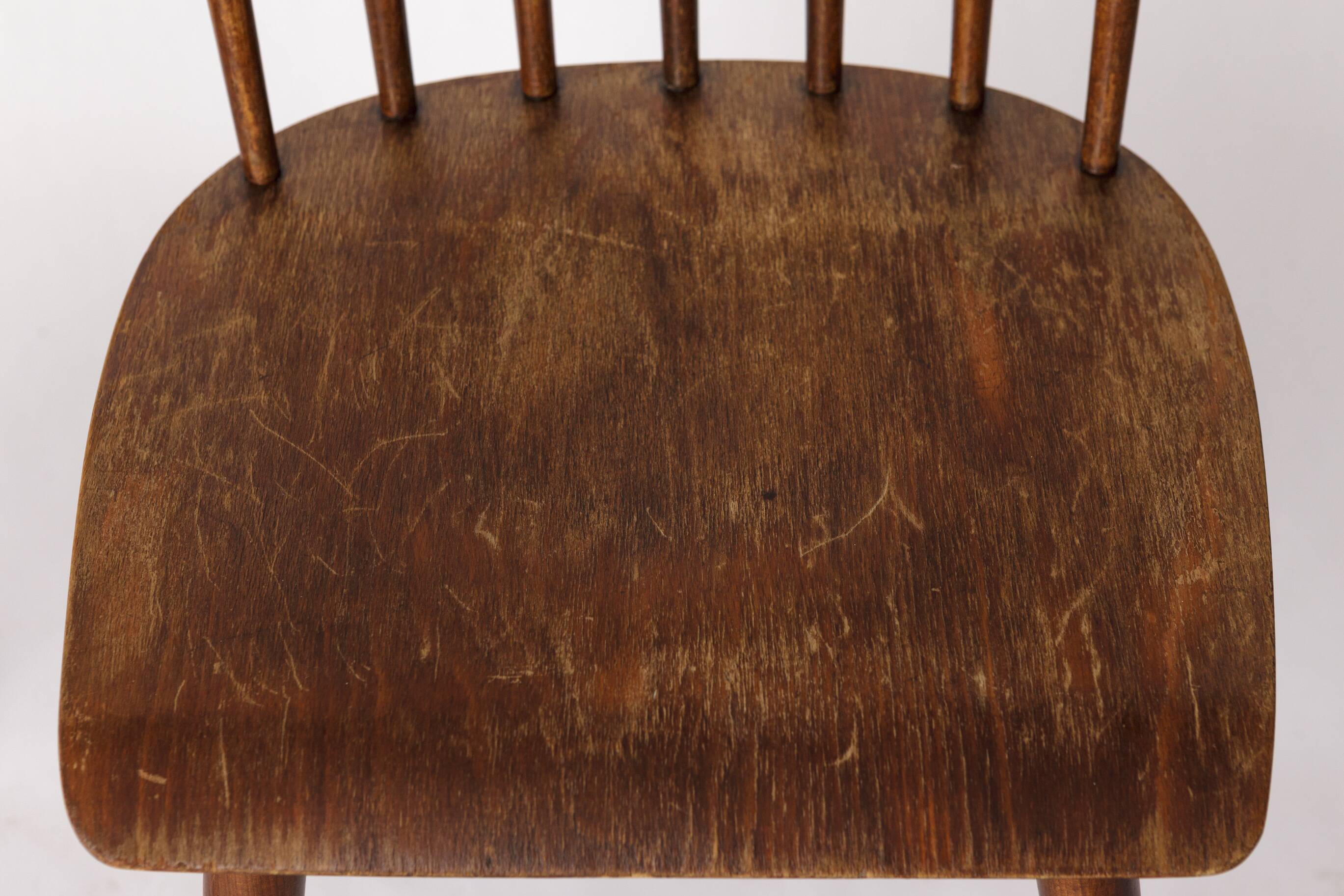 Pair of Vintage Spindle Back Chairs – 1970s Beech Wood, Restored