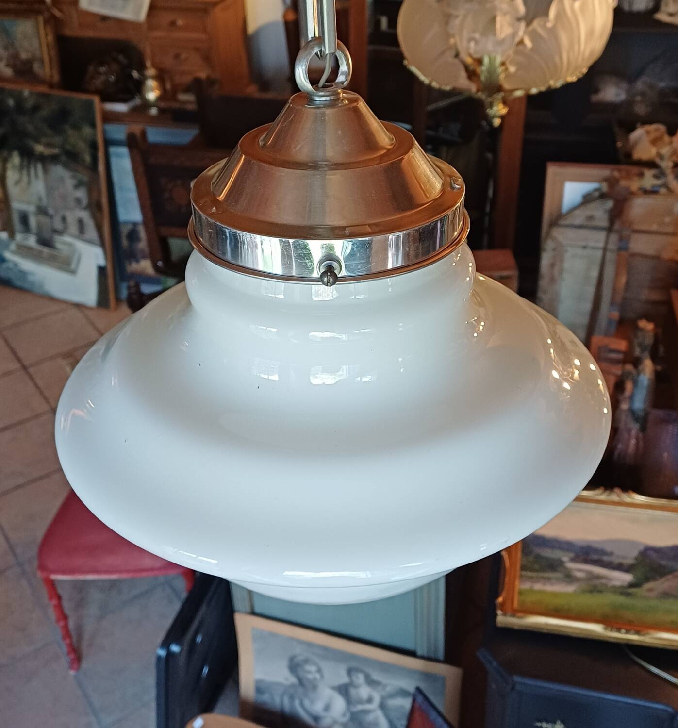 Vintage white opaline lustre from 1940.