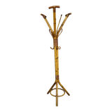 Antique bamboo and rattan coat rack, artistic work from the late 19th century.