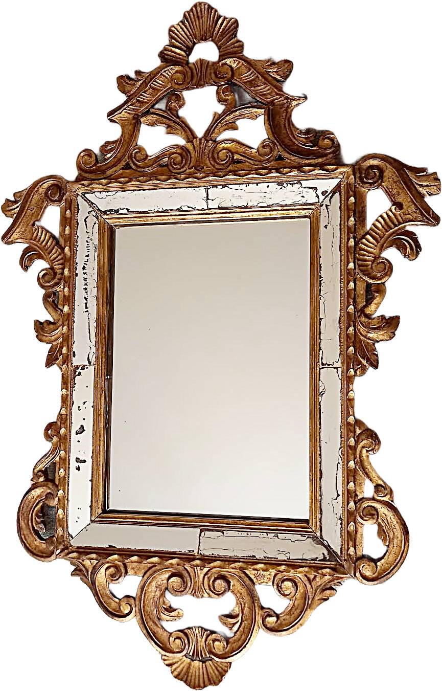 Antique gilded wooden mirror with mouldings, Louis XV style.