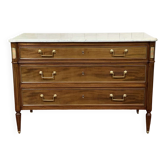 Louis XVI commode in mahogany with a marble top from the 1950s.