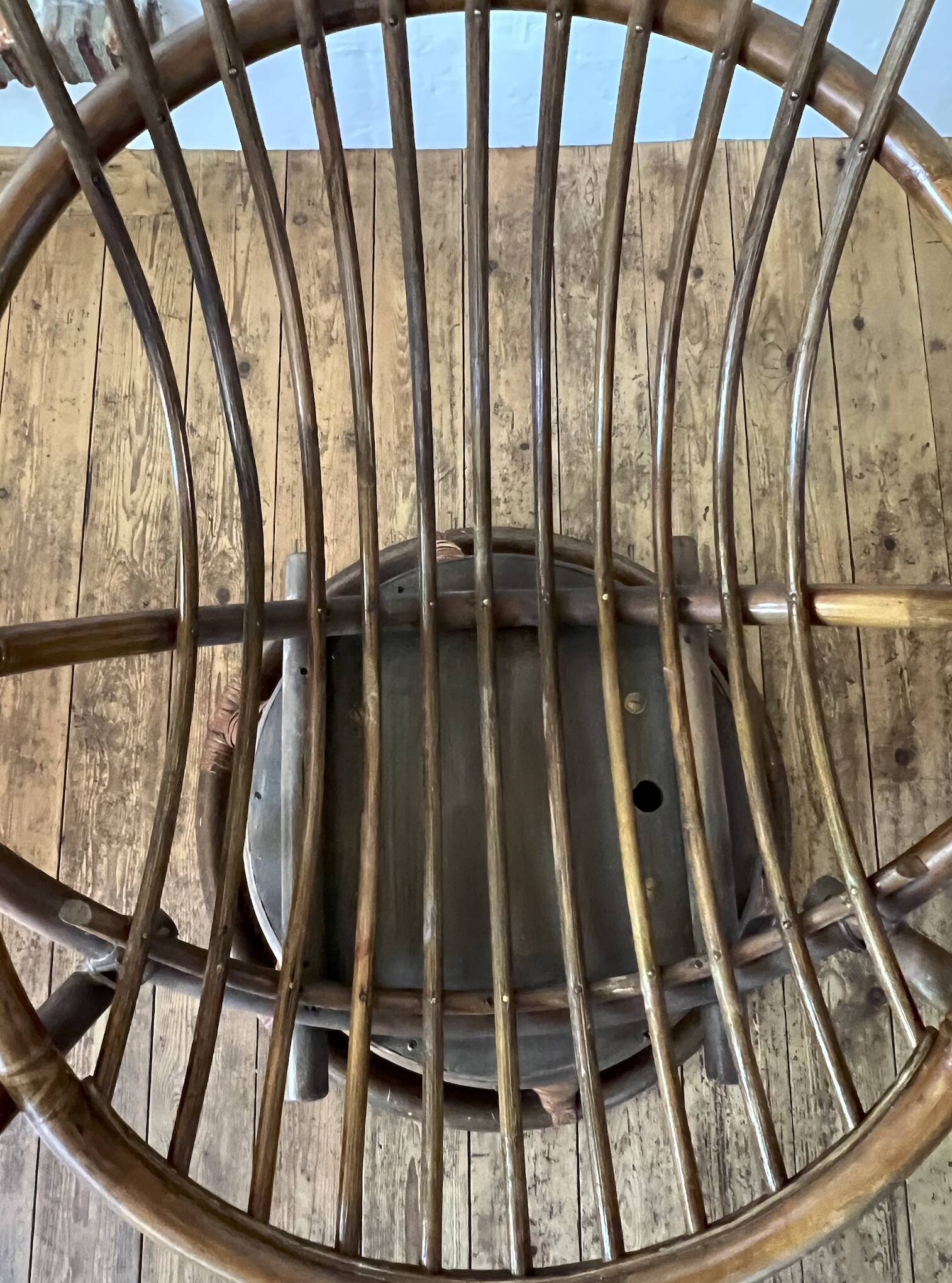 Pair of rotating rattan armchairs