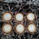 6 coasters in wooden wicker and butterfly background