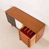 Vintage teak sideboard in the style of Charlotte Perriand, 1970s