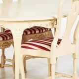 Rococo-Style Dining Group (5 Pieces) — Cut Décor & Gilt Details — 20th Cent