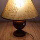 Vintage table lamp in turned wood and fabric lampshade