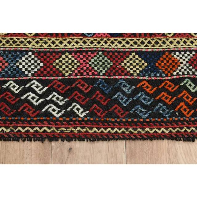 1970s Vintage Turkish Oushak Handmade Wool Cotton Red Kilim Rug 195x263