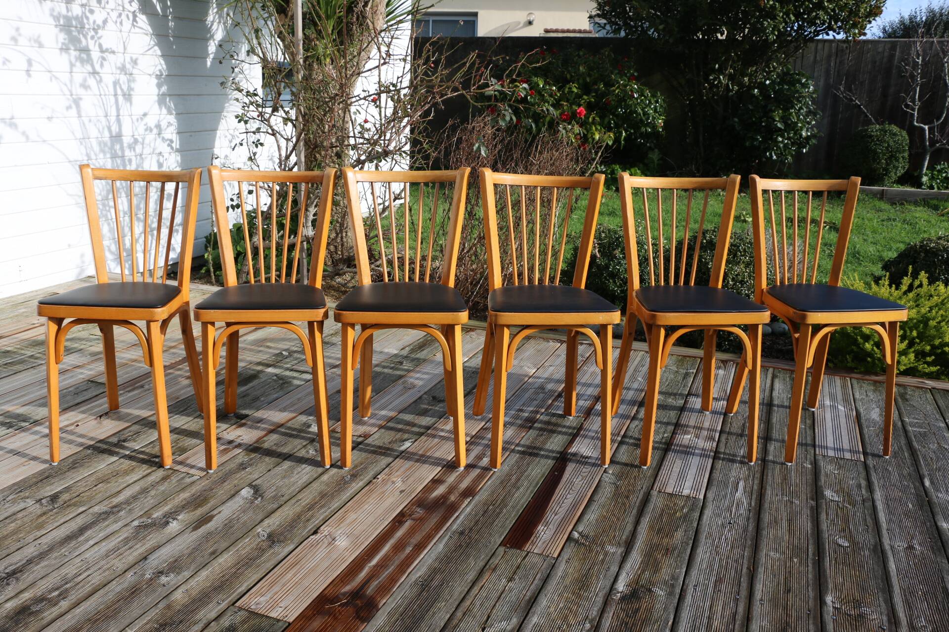 10 baumann chairs no. 12 black faux leather light beech