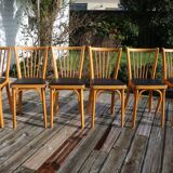 10 baumann chairs no. 12 black faux leather light beech