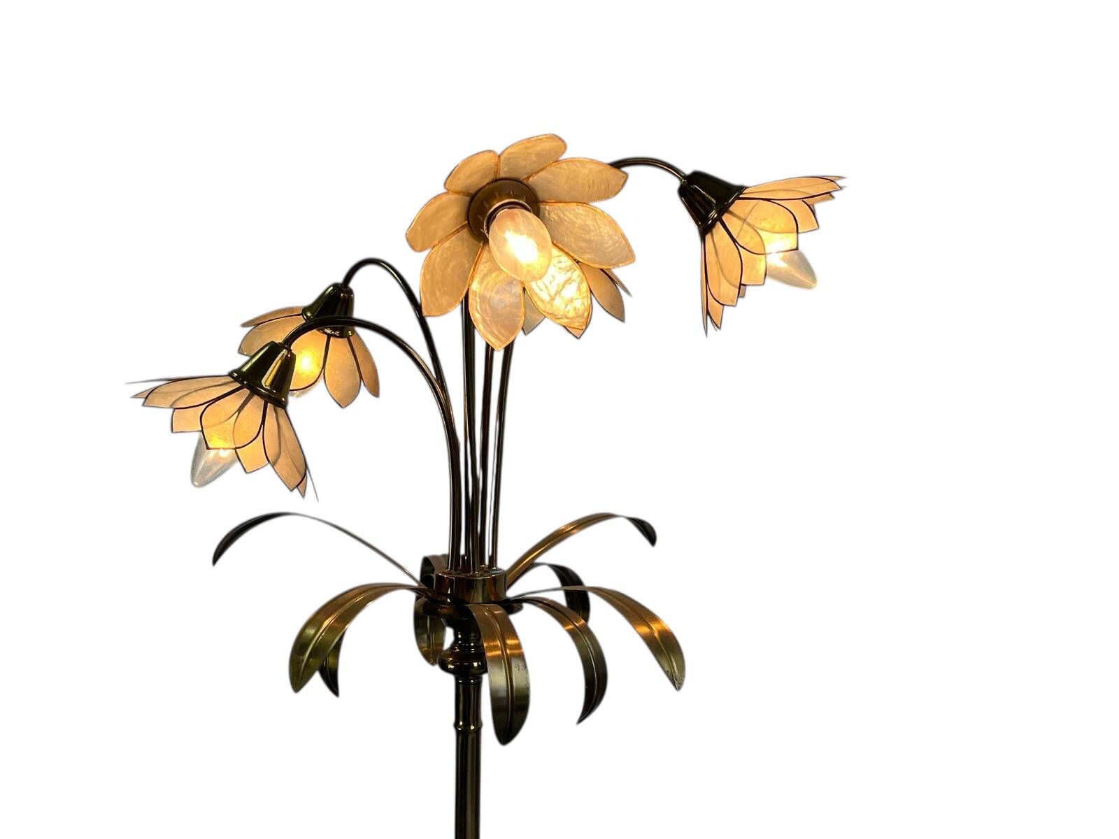 Lampadaire/lampadaire vintage en forme de lotus doré