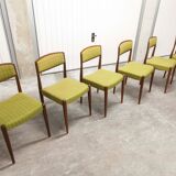 Lot of 6 teak and fabric chairs