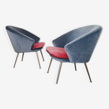 Egg curved armchairs from the 50s and 60s restored Italian design