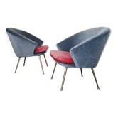Egg curved armchairs from the 50s and 60s restored Italian design