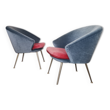 Egg curved armchairs from the 50s and 60s restored Italian design