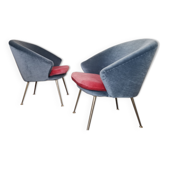 Egg curved armchairs from the 50s and 60s restored Italian design