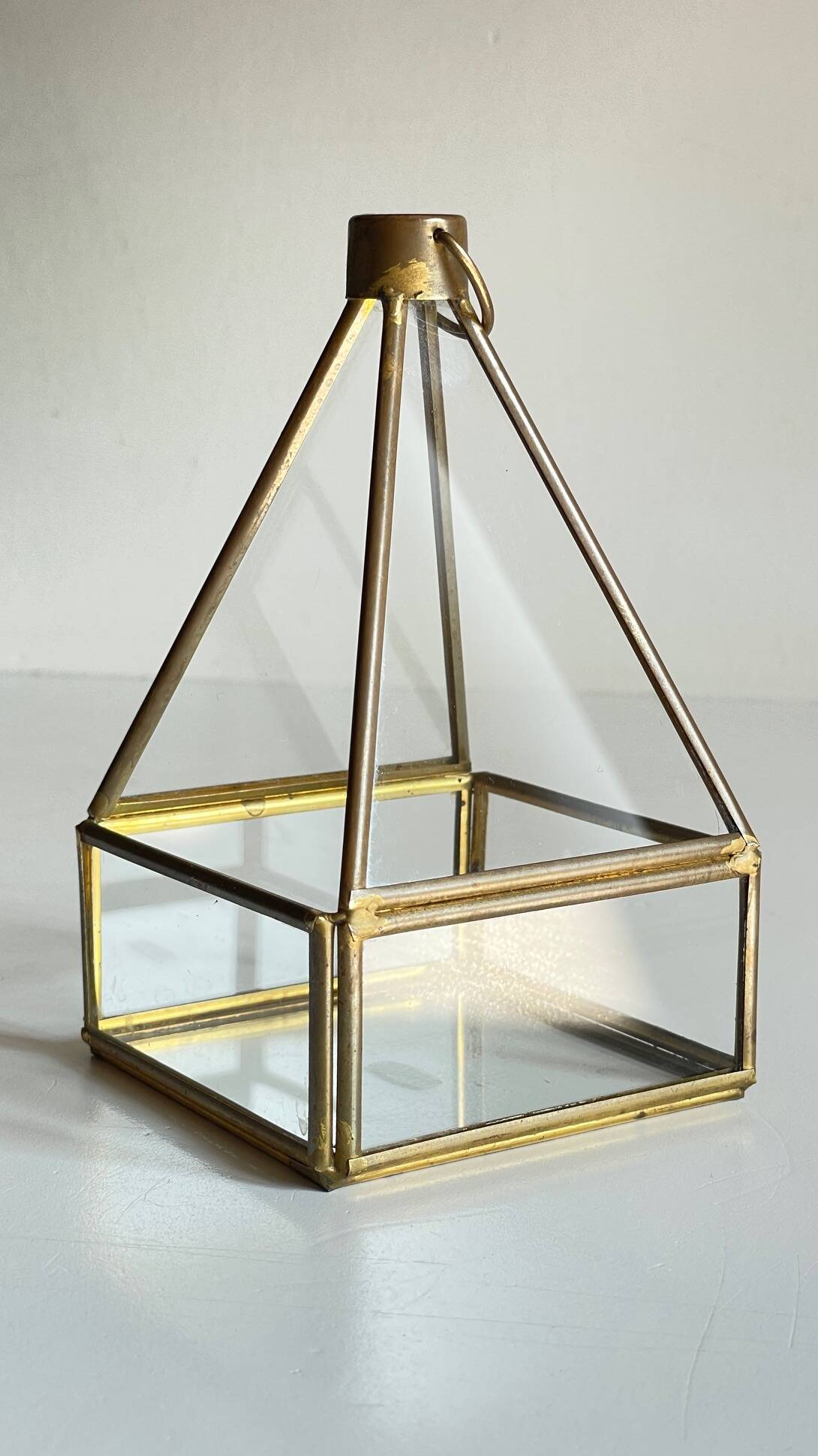 Vide-poche verre et laiton vintage