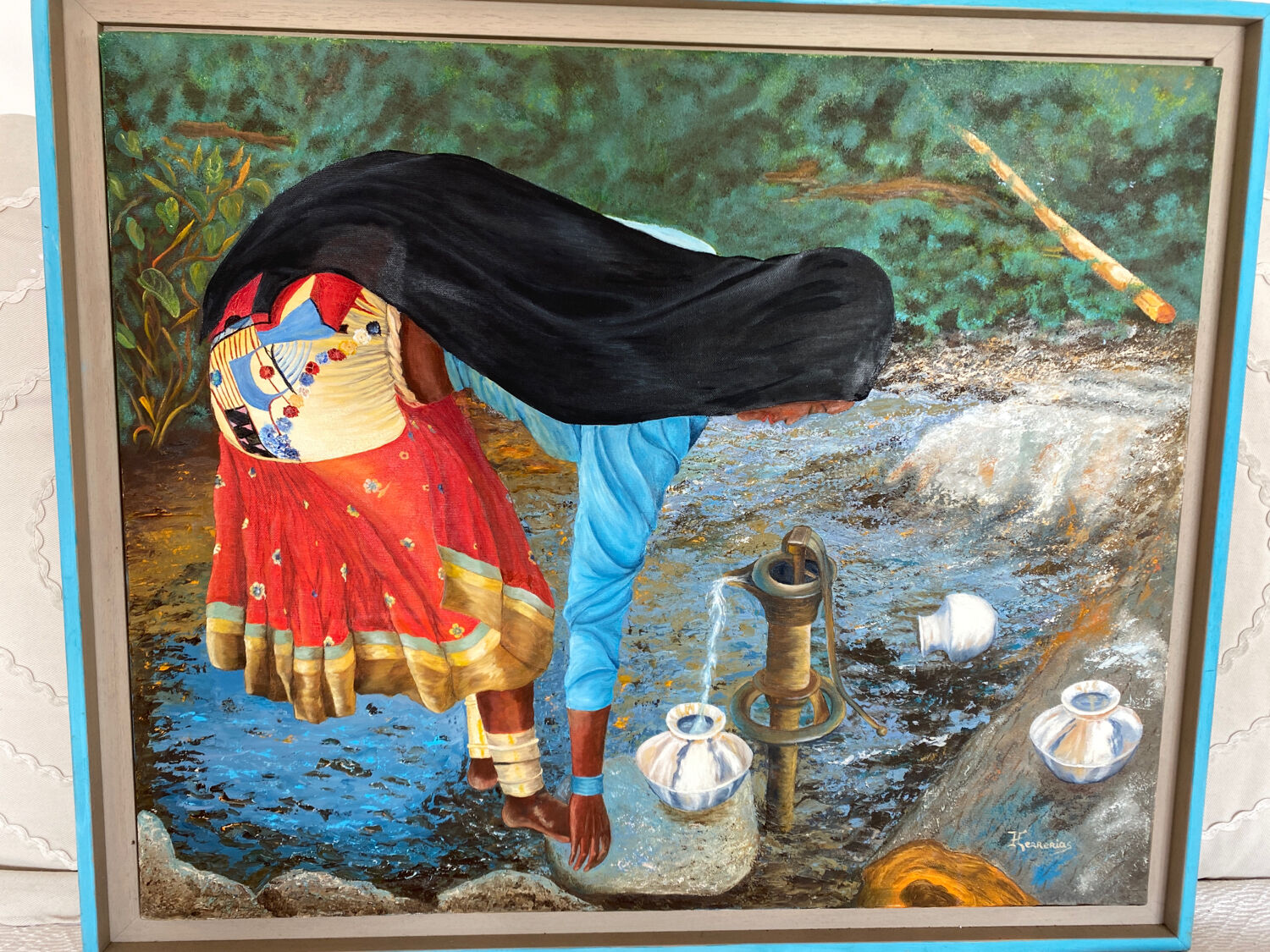 Ethnic painting signed Herrerias from 2005