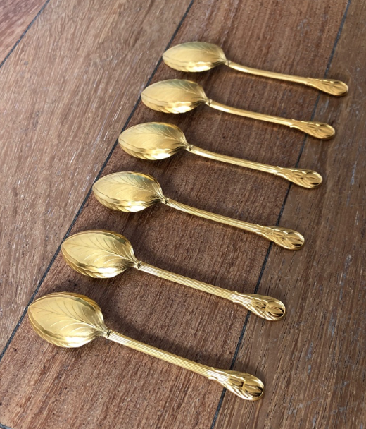 Lot of 6 golden spoons