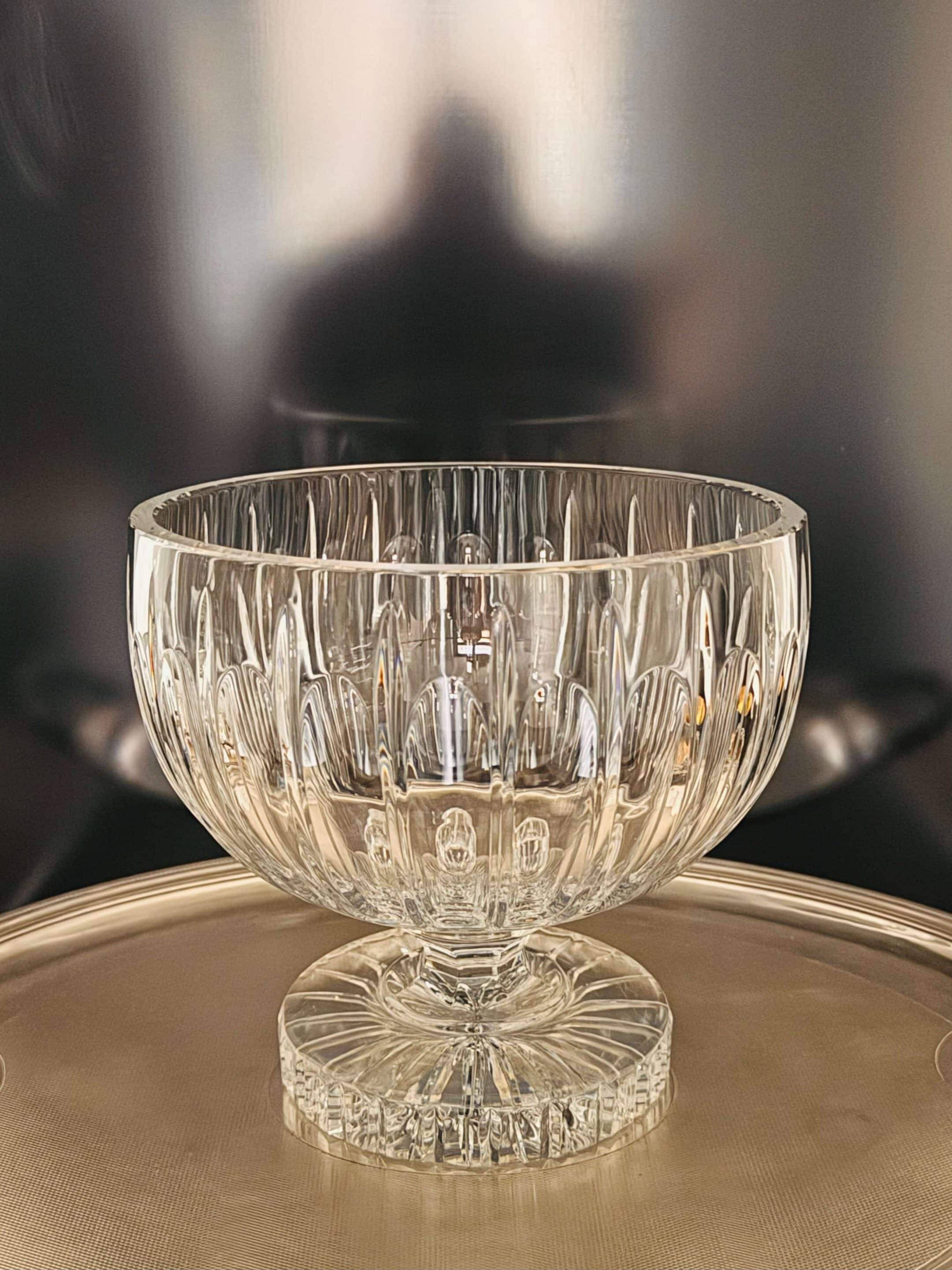 Large cut crystal bowl on a stand