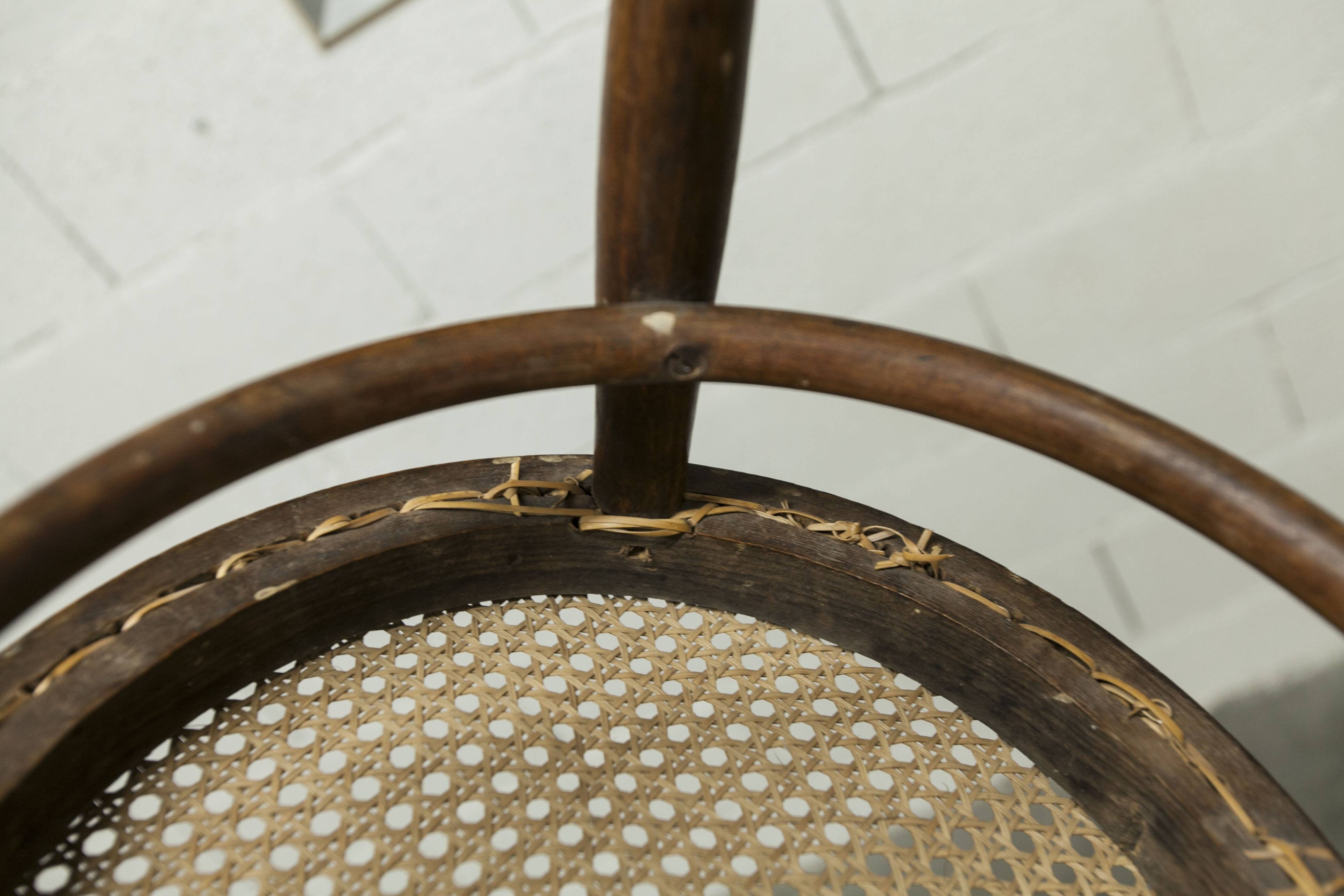 1920s curved wooden cane bistro chair