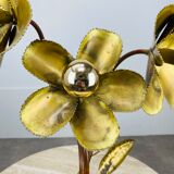 Lampe fleurs laiton doré années 70