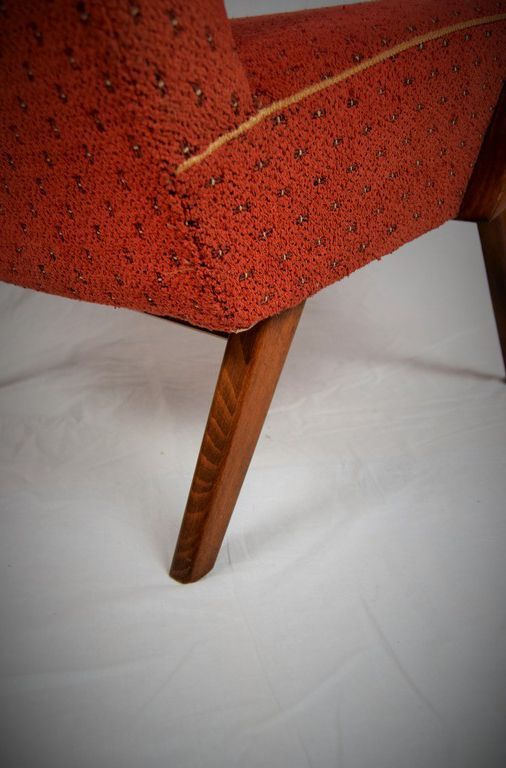 Curved wooden armchair from Ton 1960