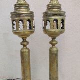 Pairs of ancient oriental brass lanterns